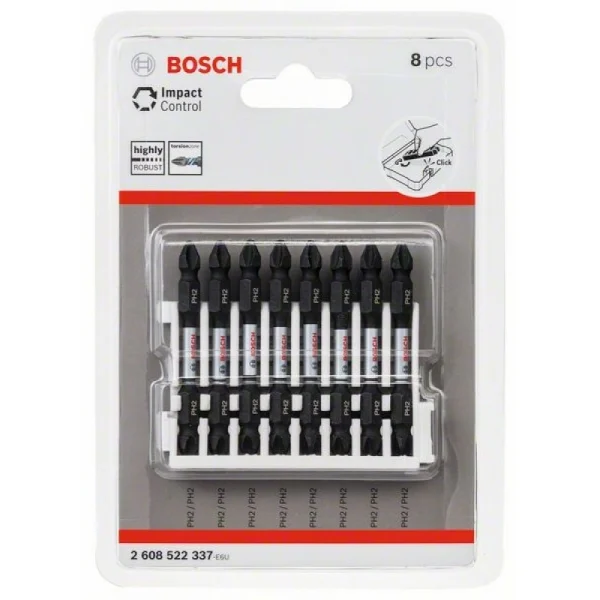 Кассета двусторонних ударных бит Impact Control 65 мм PH2/PH2 8 шт Bosch 2608522337 — изображение 2