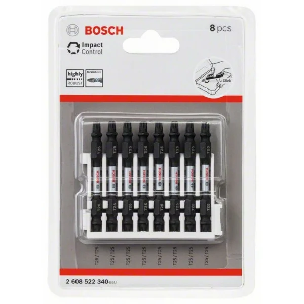 Кассета двусторонних ударных бит Impact Control 65 мм T25/T25 8 шт Bosch 2608522340 — изображение 2