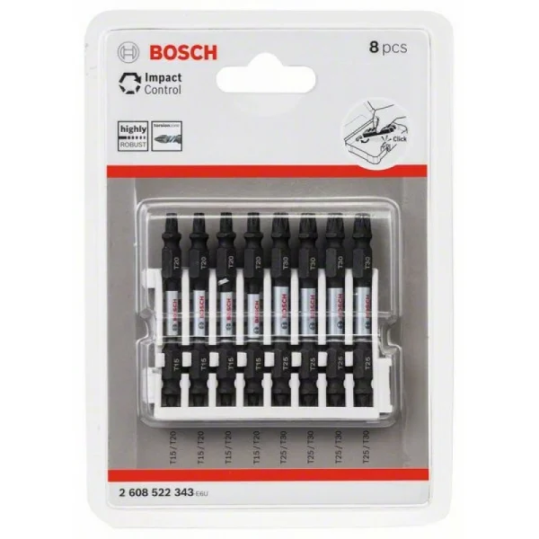 Кассета двусторонних ударных бит Impact Control 65 мм T15/T20 8 шт Bosch 2608522343 — изображение 2