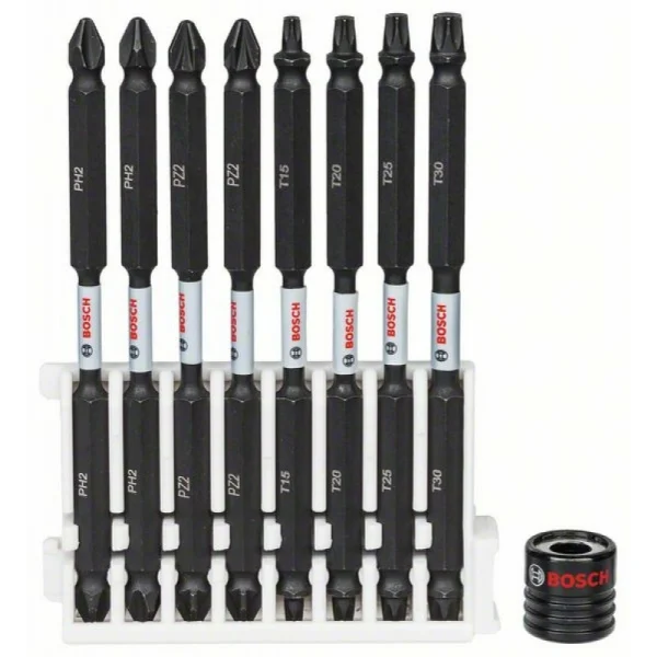 Кассета двусторонних ударных бит Impact Control 110 мм PH2 (2шт), PZ2 (2шт), T15, T20, T25, T30 + магнитная муфта Bosch 2608522347