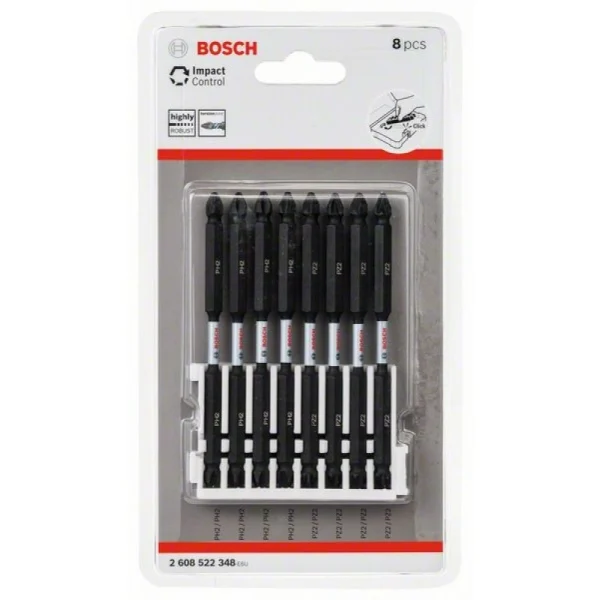 Кассета двусторонних ударных бит Impact Control 110 мм PH2 (4шт), PZ2 (4шт) Bosch 2608522348 — изображение 2