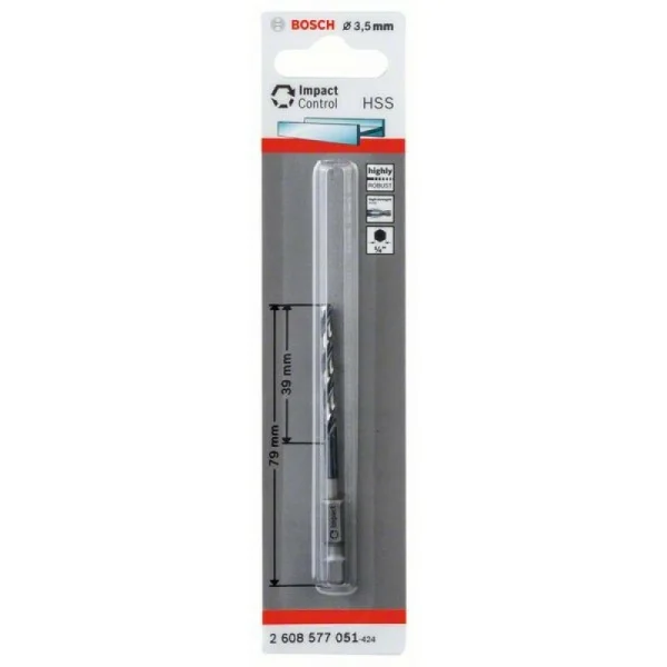 Сверло по металлу Impact Control с шестигранным хвостовиком, 3.5 мм Bosch 2608577051