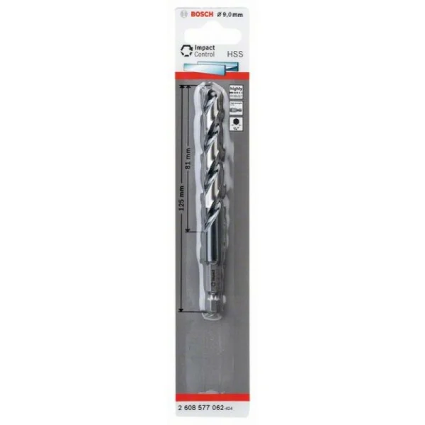 Сверло по металлу Impact Control с шестигранным хвостовиком, 9 мм Bosch 2608577062