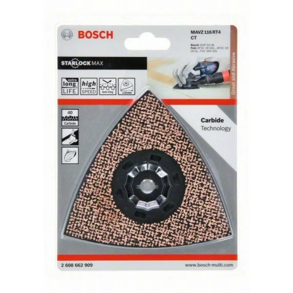 StarlockMax твердосплавная шлифпластина 116 мм зерн.40 МAVZ 116 RT4 Bosch 2608662909