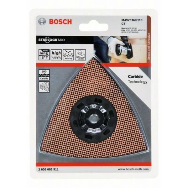StarlockMax твердосплавная шлифпластина 116 мм зерн.100 МAVZ 116 RT10 Bosch 2608662911