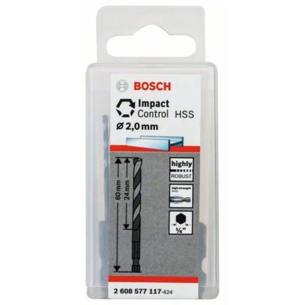 10 сверл по металлу Impact Control с шестигранным хвостовиком, 2 мм Bosch 2608577117 — изображение 2