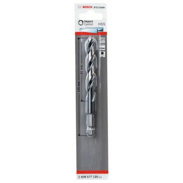 Сверло по металлу Impact Control с шестигранным хвостовиком, 9.5 мм Bosch 2608577130