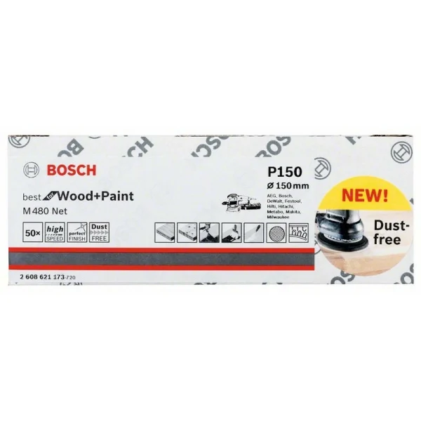 Набор шлифкругов (50 шт) M480 на сетчатой основе 150 мм K120 Bosch 2608621173 — изображение 2