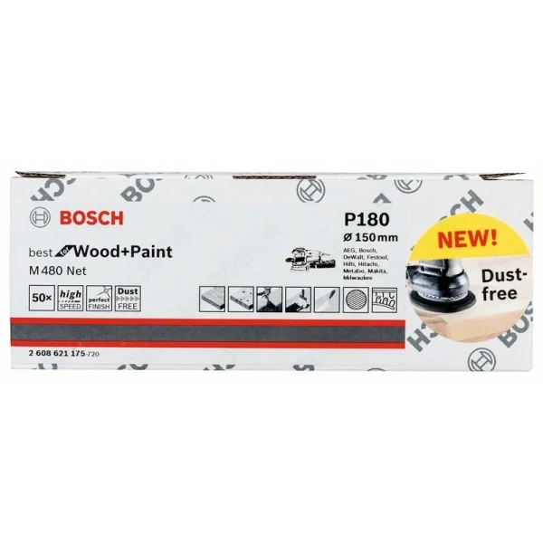 Набор шлифкругов (50 шт) M480 на сетчатой основе 150 мм K180 Bosch 2608621175 — изображение 2