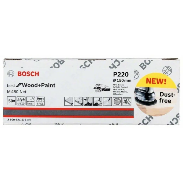 Набор шлифкругов (50 шт) M480 на сетчатой основе 150 мм K220 Bosch 2608621176 — изображение 2