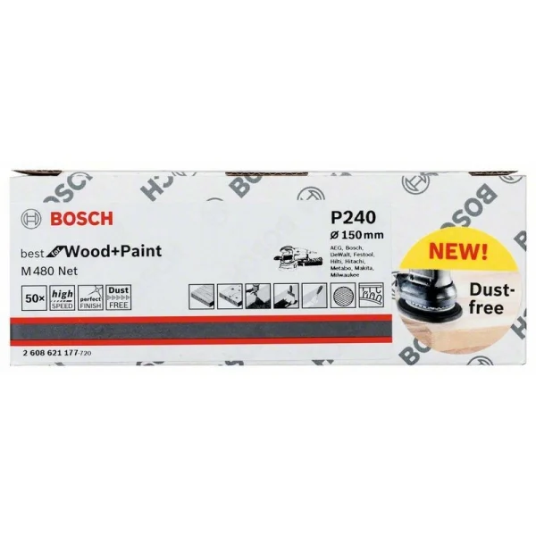 Набор шлифкругов (50 шт) M480 на сетчатой основе 150 мм K240 Bosch 2608621177 — изображение 2