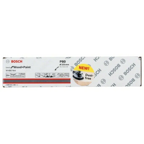 Набор шлифкругов (25 шт) M480 на сетчатой основе 225 мм K80 Bosch 2608621180 — изображение 2