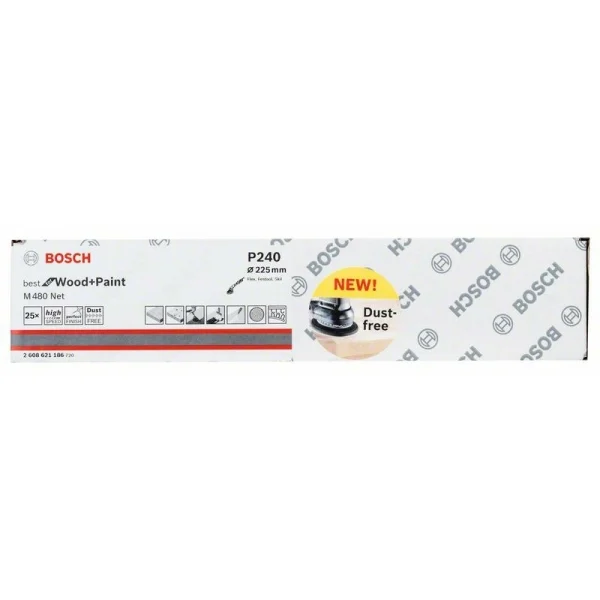 Набор шлифкругов (25 шт) M480 на сетчатой основе 225 мм K240 Bosch 2608621186 — изображение 2