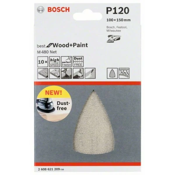 Набор шлифлистов (10 шт) на сетчатой основе 100x150 мм K120 Bosch 2608621209 — изображение 2
