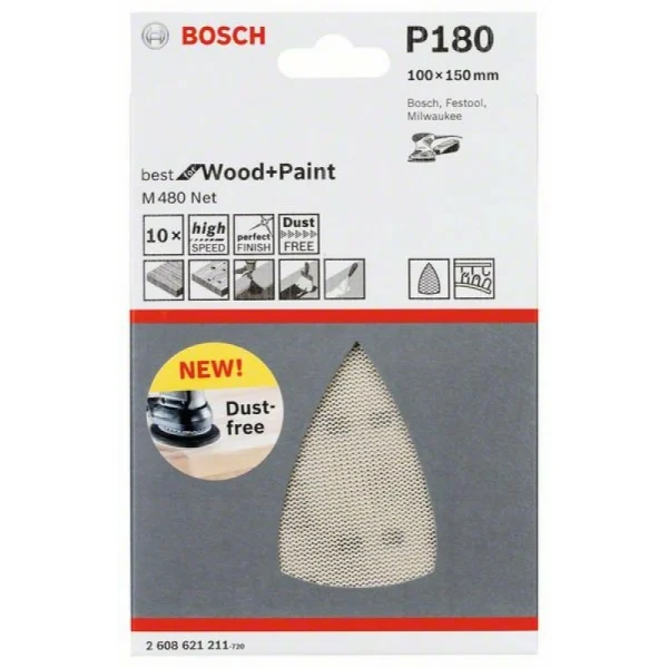 Набор шлифлистов (10 шт) на сетчатой основе 100x150 мм K180 Bosch 2608621211 — изображение 2