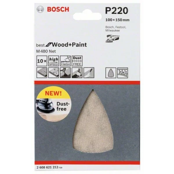 Набор шлифлистов (10 шт) на сетчатой основе 100x150 мм K220 Bosch 2608621212 — изображение 2