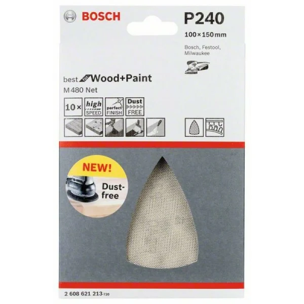 Набор шлифлистов (10 шт) на сетчатой основе 100x150 мм K240 Bosch 2608621213 — изображение 2