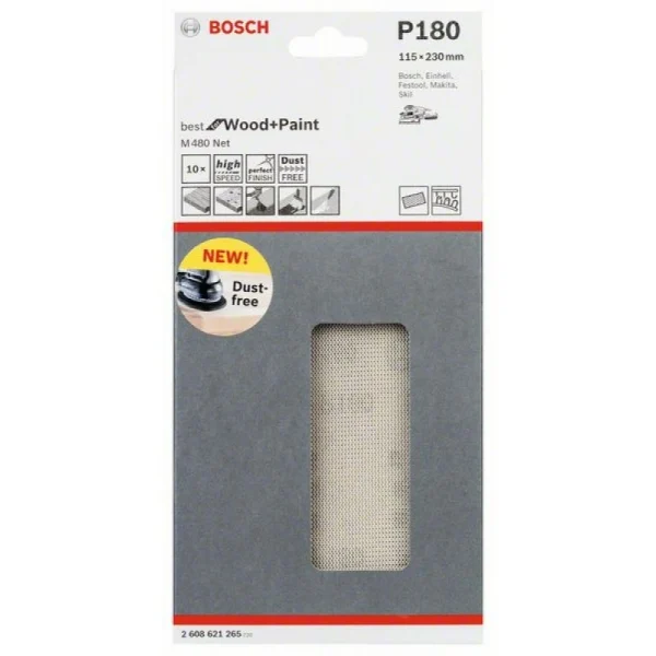 Набор шлифлистов (10 шт) M480 на сетчатой основе115x230 K180 Bosch 2608621265 — изображение 2