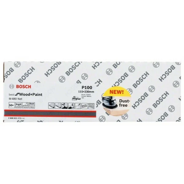 Набор шлифлистов (50 шт) M480 на сетчатой основе115x230 K100 Bosch 2608621271 — изображение 2