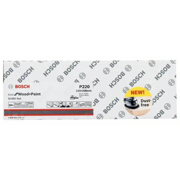 Набор шлифлистов (50 шт) M480 на сетчатой основе115x230 K220 Bosch 2608621275 — изображение 2