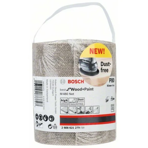 Шлифрулон M480 на сетчатой основе 93x5000 мм K80 Bosch 2608621279 — изображение 2