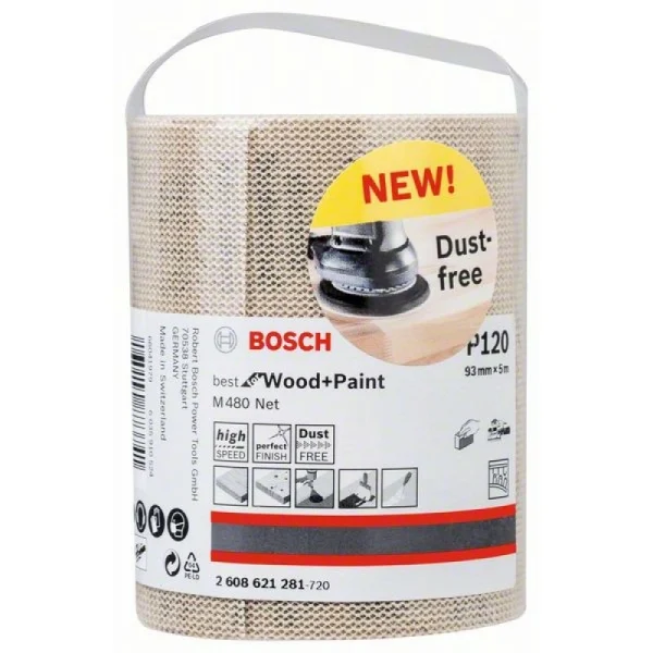 Шлифрулон M480 на сетчатой основе 93x5000 мм K120 Bosch 2608621281 — изображение 2