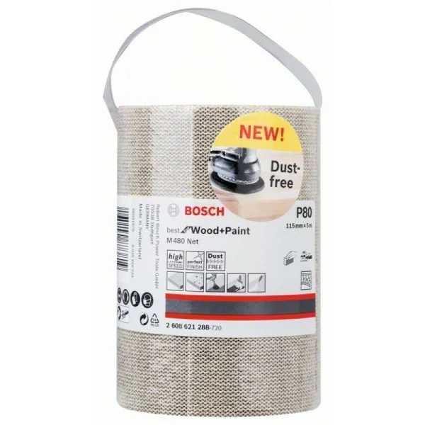 Шлифрулон M480 на сетчатой основе 115x5000 мм K80 Bosch 2608621288 — изображение 2