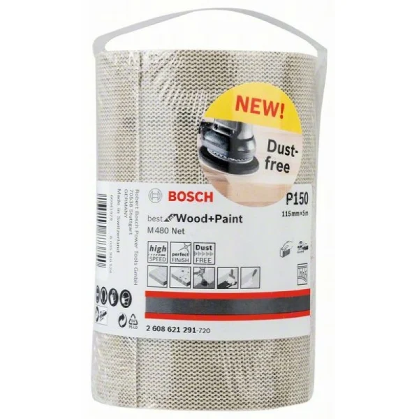 Шлифрулон M480 на сетчатой основе 115x5000 мм K150 Bosch 2608621291 — изображение 2