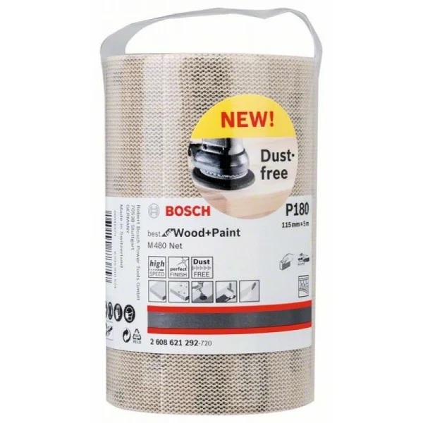 Шлифрулон M480 на сетчатой основе 115x5000 мм K180 Bosch 2608621292 — изображение 2