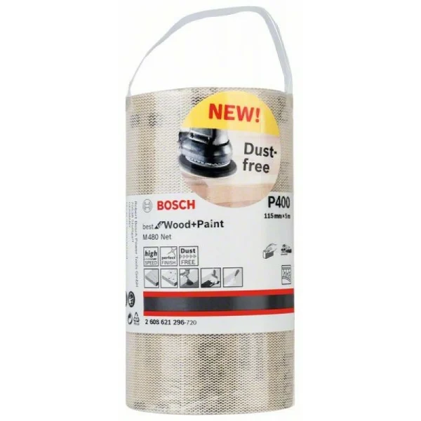 Шлифрулон M480 на сетчатой основе 115x5000 мм K400 Bosch 2608621296 — изображение 2