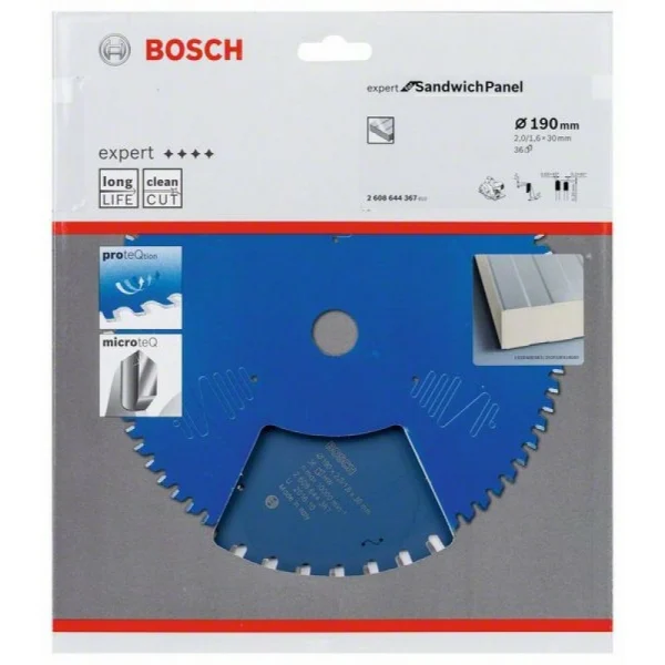 Пильный диск Expert for Sandwich Panel 190x30x2/1.6x36 T Bosch 2 608 644 367