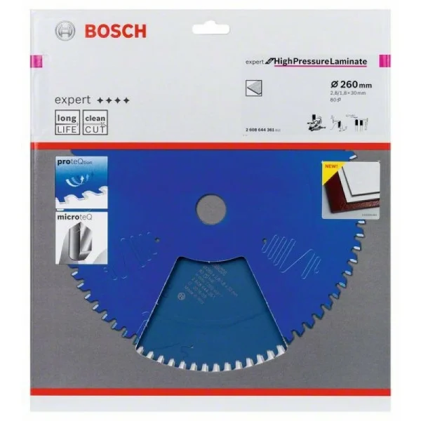 Пильный диск Expert for High Pressure Laminate 260x30x2.8/1.8x80 T Bosch 2 608 644 361