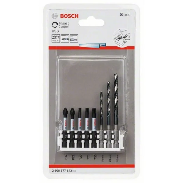 Кассета ударных бит 50 мм (5шт) и сверл по металлу (3 шт) Impact Control Bosch 2608577143 — изображение 2