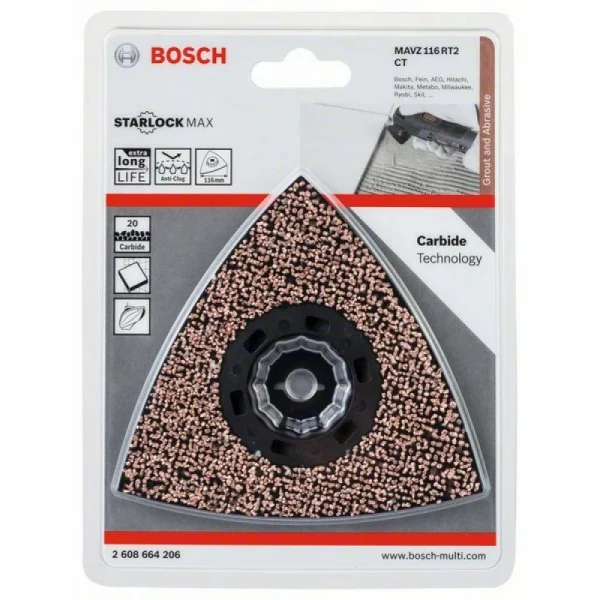 StarlockMax твердосплавная шлифпластина 116 мм зерн.20 МAVZ 116 RT2 Bosch 2608664206