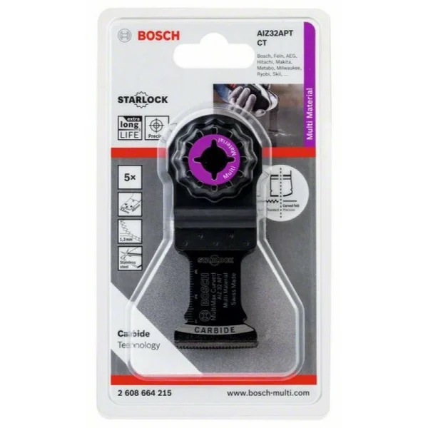 5 Starlock Carbide погружных пильных полотен 32x40 мм Multi-Material AIZ 32 APT Bosch 2608664215