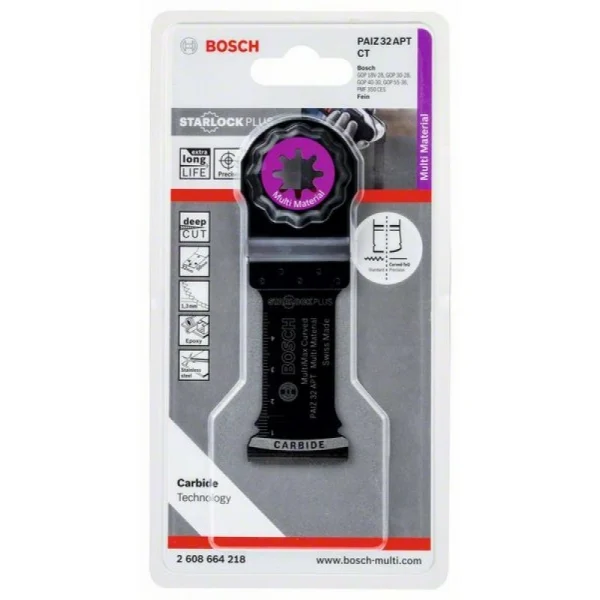 StarlockPlus Carbide погружное пильное полотно 32x50 мм Multi-Material PAIZ 32 APT Bosch 2608664218
