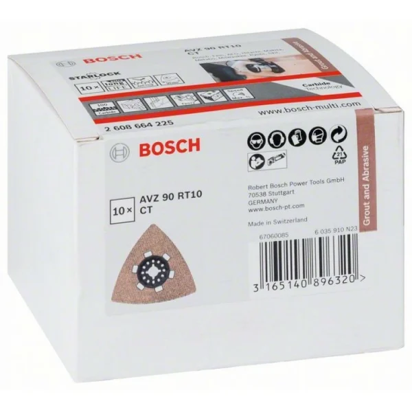 10 Starlock твердосплавных шлифпластин 90 мм зерн.100 AVZ 90 RT10 Bosch 2608664225