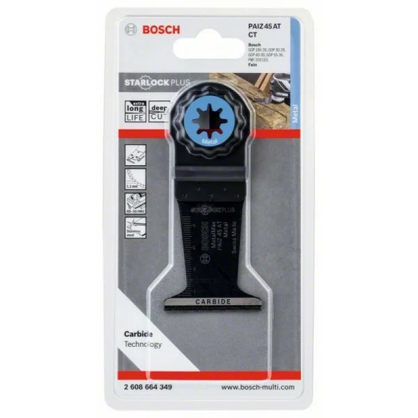 StarlockPlus Carbide погружное пильное полотно 45x50 мм по металлу PAIZ 45 AT Bosch 2608664349