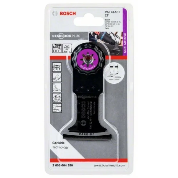 StarlockPlus Carbide погружное пильное полотно 52x50 мм Multi-Material PAII 52 APT Bosch 2608664350