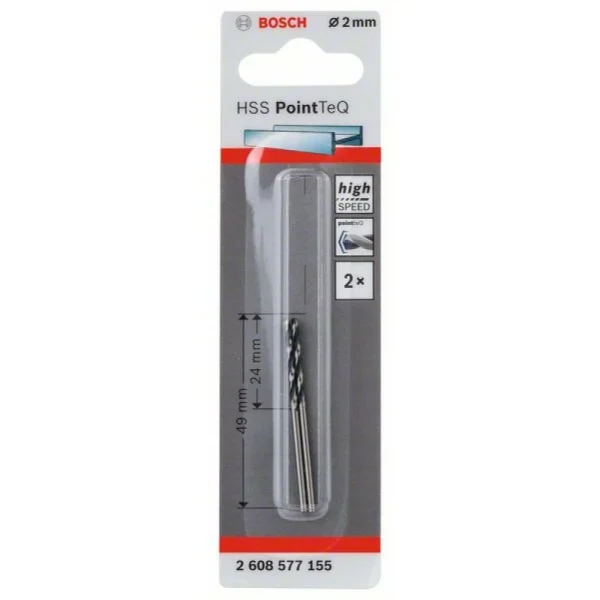 Сверло по металлу HSS PointTeQ (2 шт.) 2 мм Bosch 2608577155