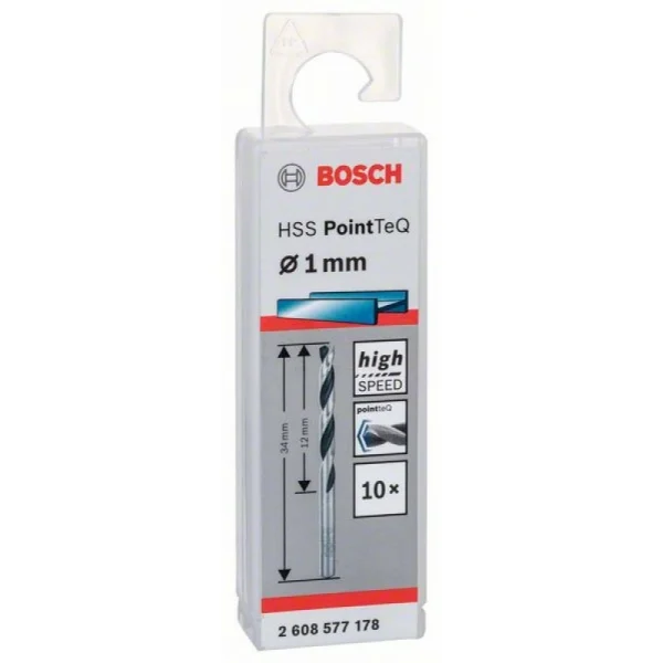 Сверло по металлу HSS PointTeQ (10 шт.) 1 мм Bosch 2608577178
