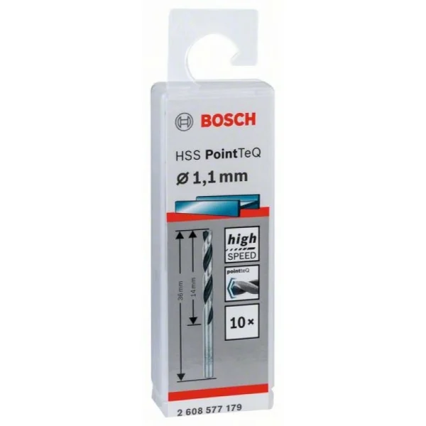 Сверло по металлу HSS PointTeQ (10 шт.) 1.1 мм Bosch 2608577179