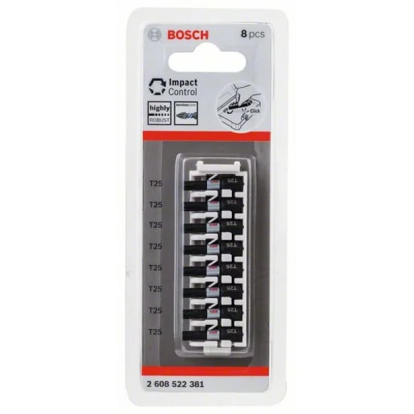 Кассета ударных бит Impact Control 25 мм T25 8 шт Bosch 2608522381 — изображение 2