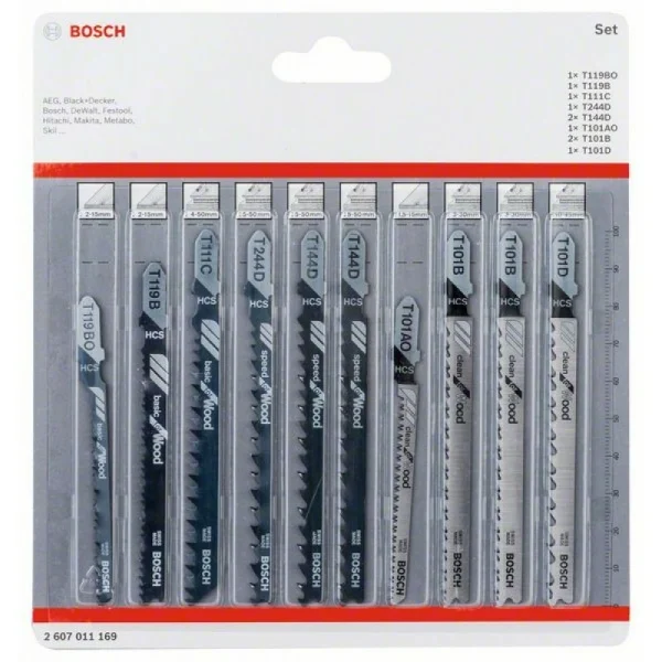 Набор лобзиковых пилок Wood 10 шт Bosch 2607011169