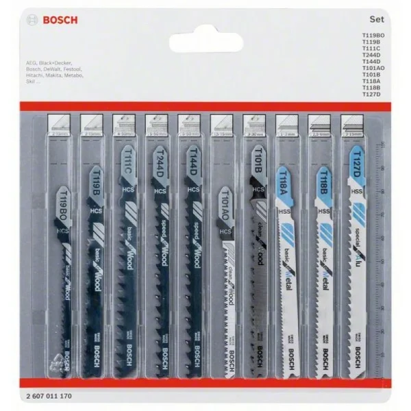 Набор лобзиковых пилок Wood and Metal 10 шт Bosch 2607011170