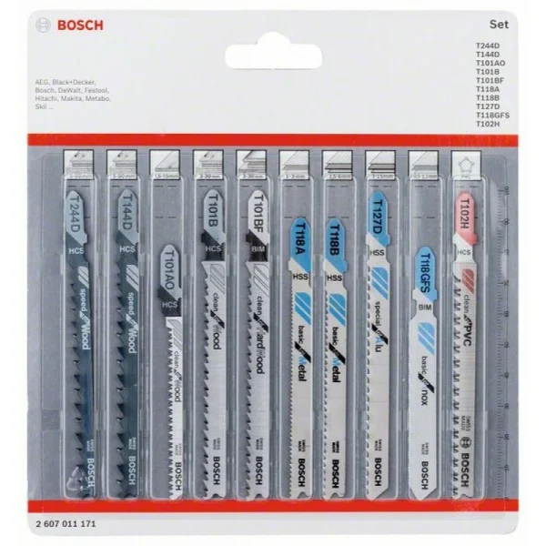 Набор лобзиковых пилок All in One 10 шт Bosch 2607011171