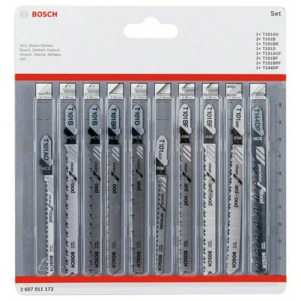 Набор лобзиковых пилок Wood Clean 10 шт Bosch 2607011172