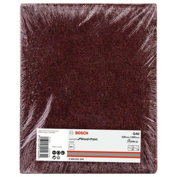 Шлифлист C420 Standard for Wood+Paint 230x280 мм K40 Bosch 2608621591 — изображение 2