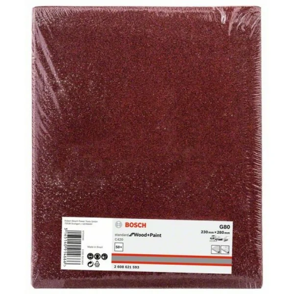 Шлифлист C420 Standard for Wood+Paint 230x280 мм K80 Bosch 2608621593 — изображение 2