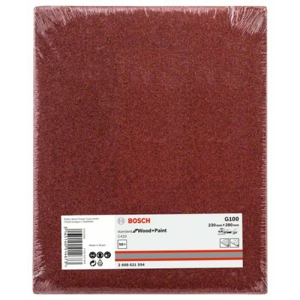 Шлифлист C420 Standard for Wood+Paint 230x280 мм K100 Bosch 2608621594 — изображение 2